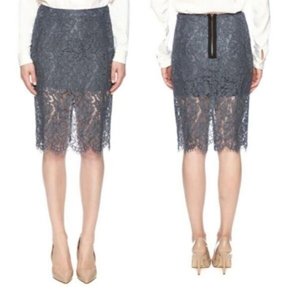 Chaser Dresses & Skirts - CHASER Gray High Waist Lace Pencil Skirt